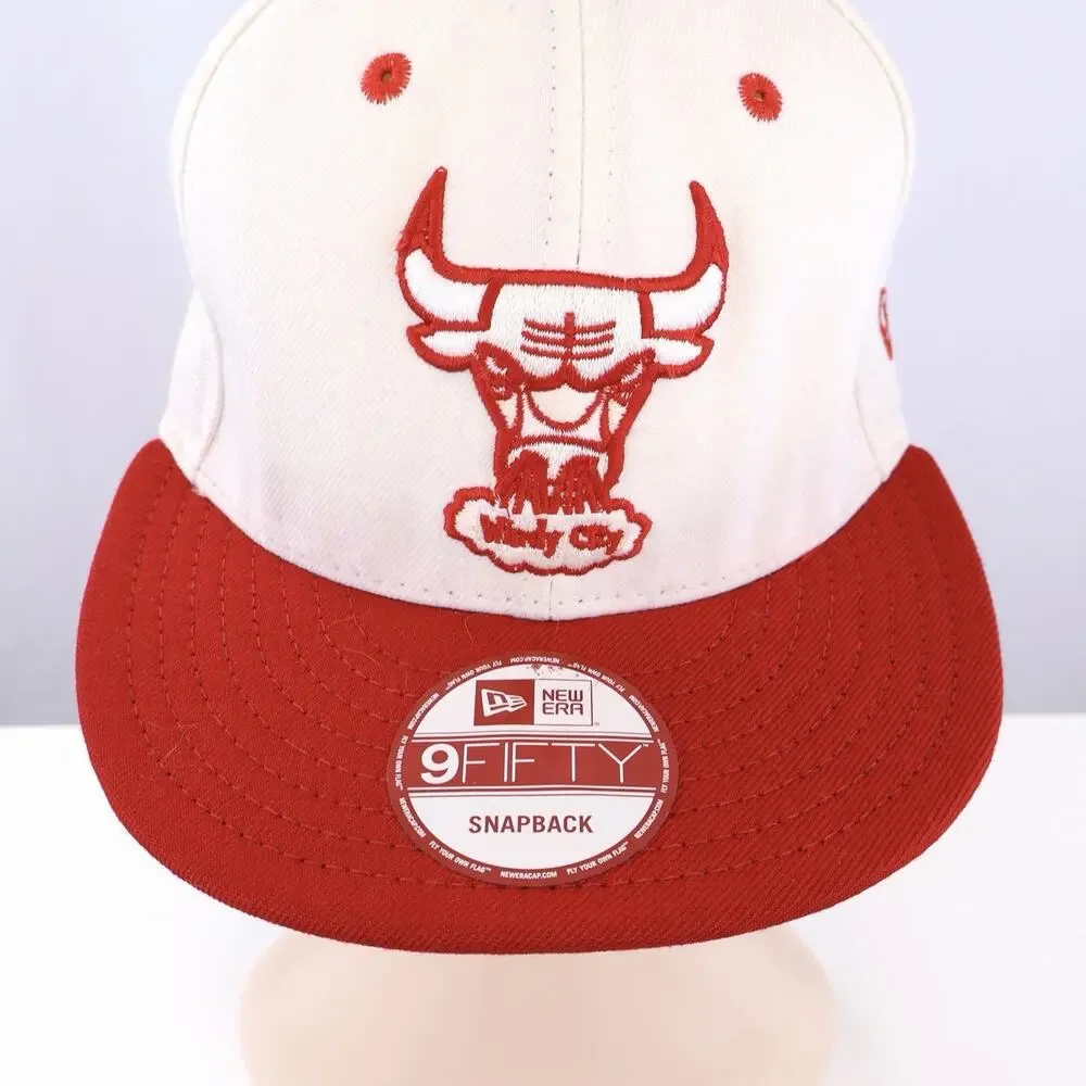 New Era Chicago Bulls Windy City Snapback Hat White Red Hardwood Classics NBA